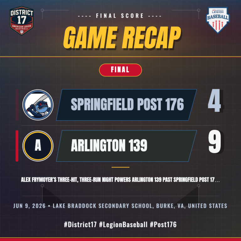 Springfield Post 176 vs. Arlington 139 game action — Jun 9, 2026