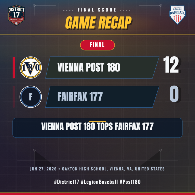 Vienna Post 180 vs. Fairfax 177 game action — Jun 27, 2026