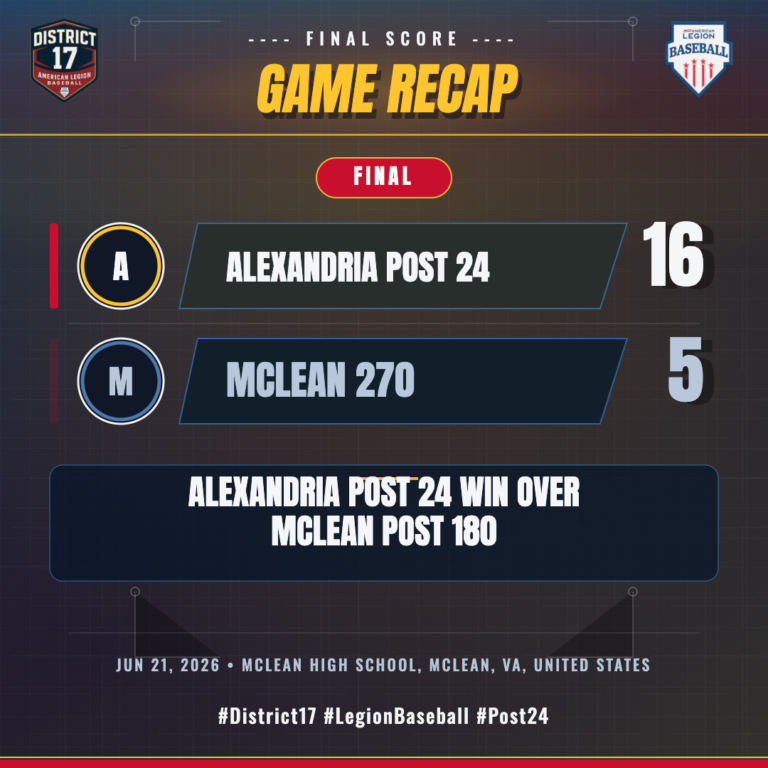 Alexandria Post 24 vs. McLean 270 game action — Jun 21, 2026