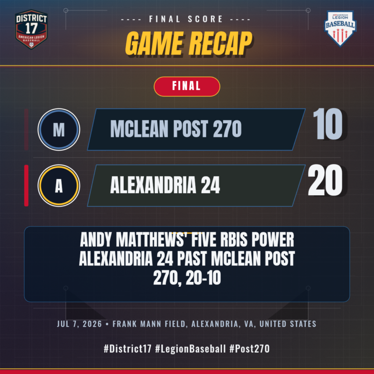 McLean Post 270 vs. Alexandria 24 game action — Jul 7, 2026