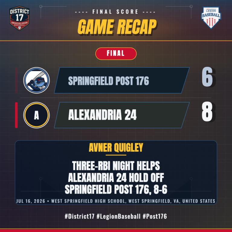 Springfield Post 176 vs. Alexandria 24 game action — Jul 16, 2026